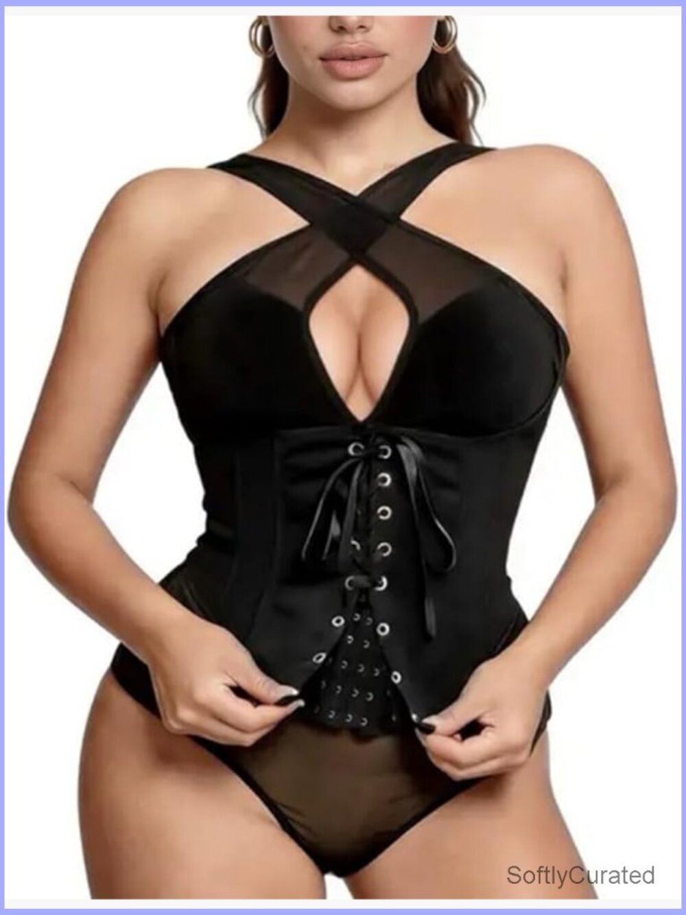 Deep V Shapewear Bodysuit Tummy Control Waist Cincher Top